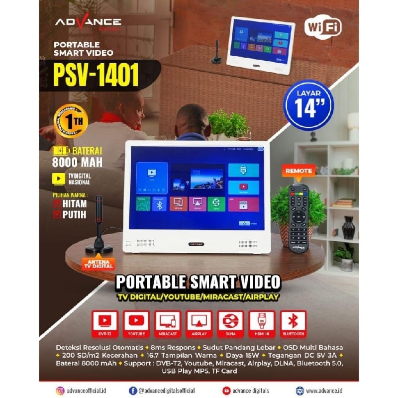 TV SMART PORTABLE ADVANCE PSV-1401 NEW!!