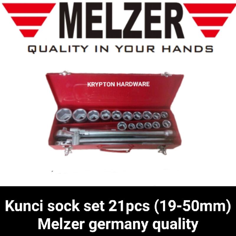 KUNCI SOCK SET 3/4&quot; 21PCS (19-50MM) 6PT HEAVY DUTY MELZER GERMANY QUALITY