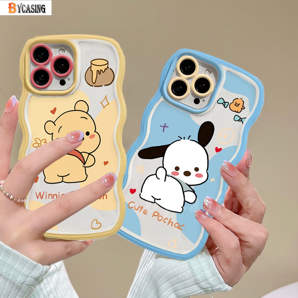 Realme 10 4G Realme C33 C35 C31 C30 9i 6i 5s 5i 7i C15 C12 C25 C21Y C25Y C11 C20 C3 C1 Narzo 50 20 Pro Cute Pochacco Dog Winnie the Pooh Case Lembut Bergelombang Penutup Tepi BY