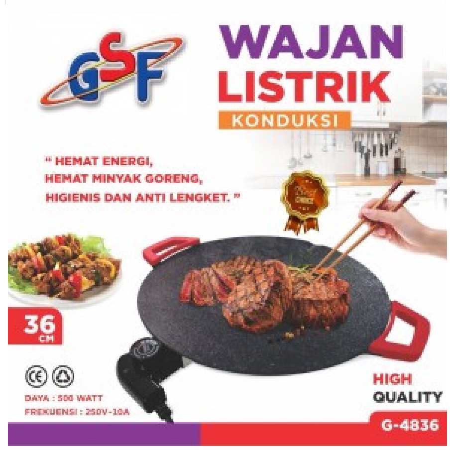 GSF Wajan Listrik BBQ Non Stick Multifungsi Wajan Konduksi 36 CM G4836
