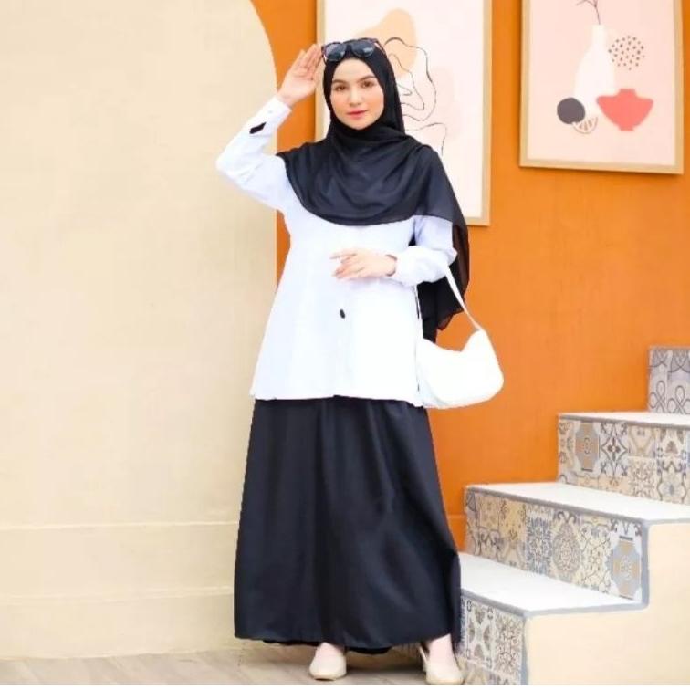 ₿ GAMIS PNS HITAM PUTIH WANITA JUMBO け