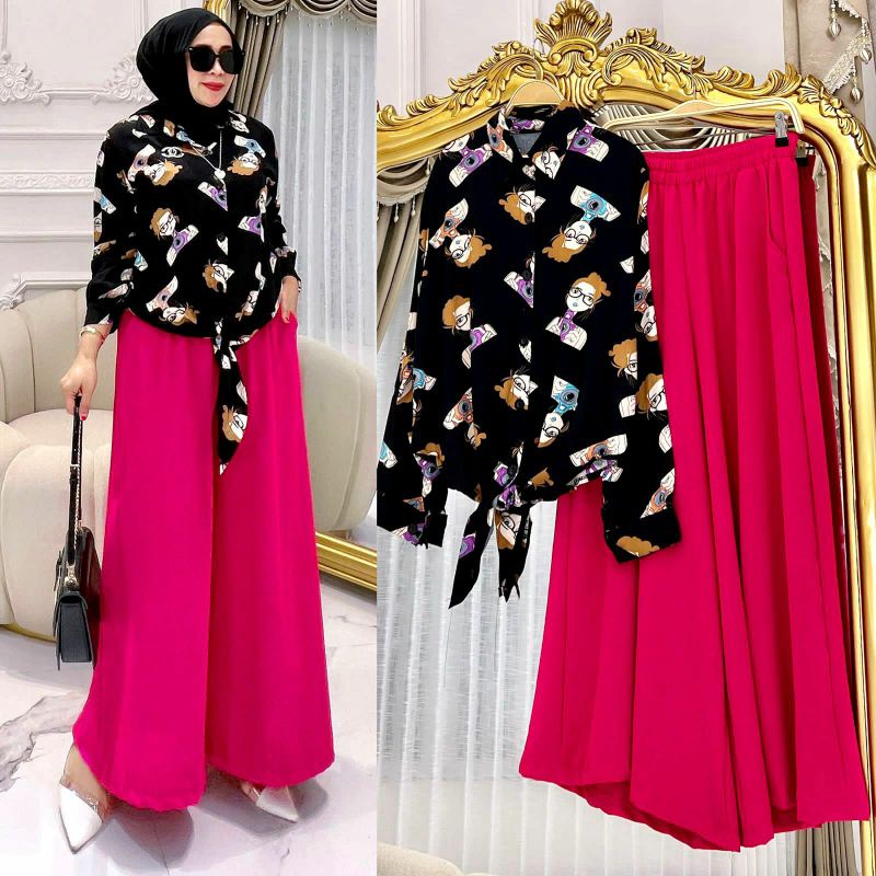 Set Ussy, SETELAN WANITA SUPER CANTIK MODIS FIT XXL LD 112 BAHAN ATASAN RAYON PREMIUM KULOT CRINCLE AIRFLOW TERMURAH OOTD