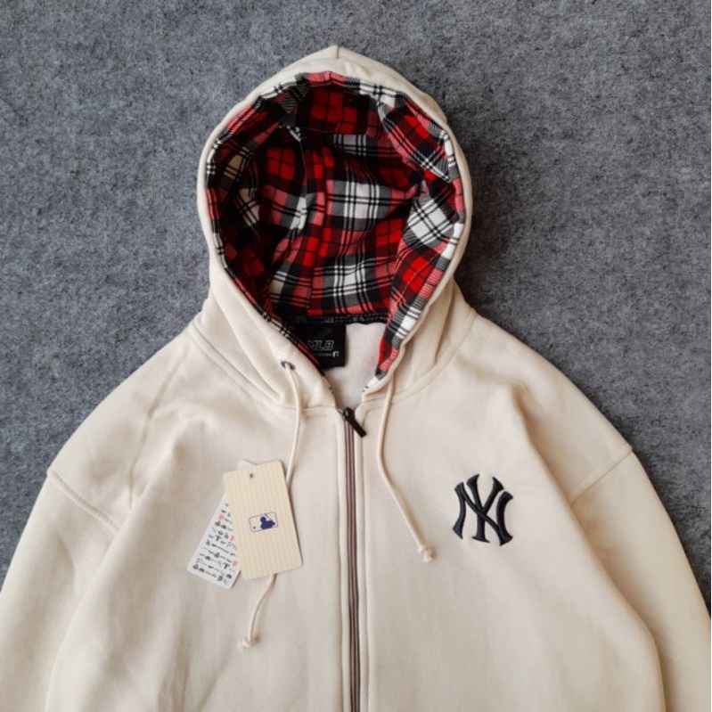 SWEATER HOODIE NY MLB ZIPPER CREAM&amp;PINK AUTHENTIC FULLTAG &amp; LEBEL