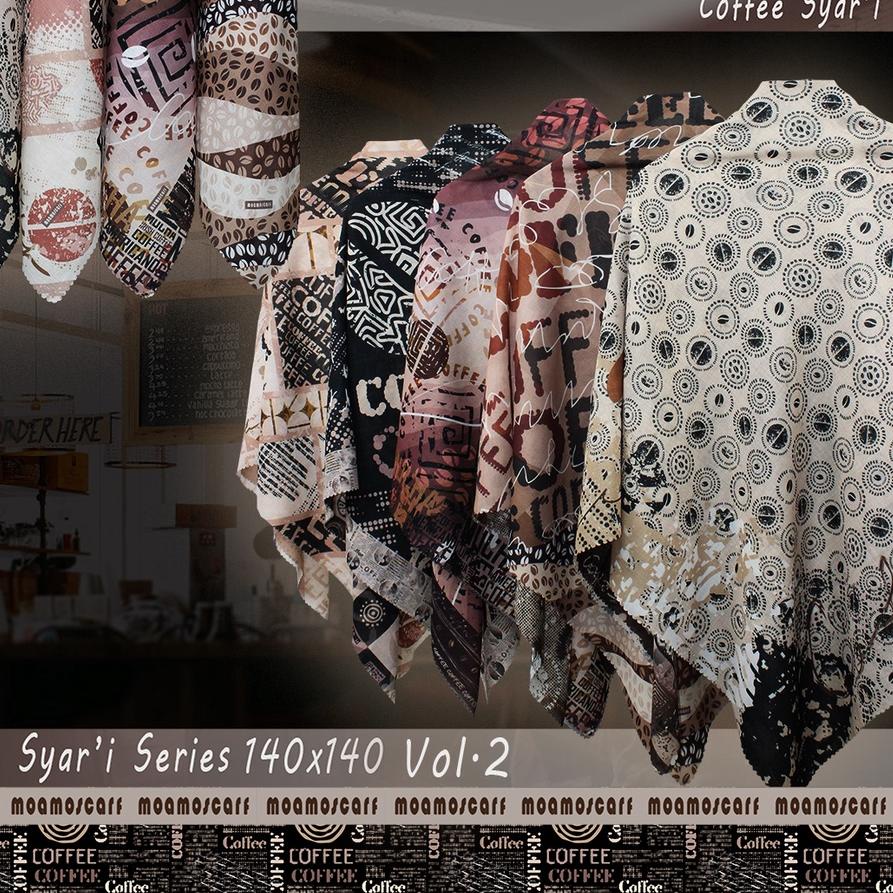 Terbaru Jilbab Jumbo  Hijab Segi Empat Motif | Syar'i Scarf Voal  Coffee  Series