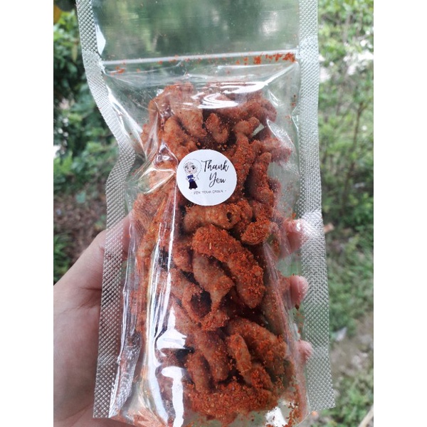 

Keripik usus kriuk krispi 150 gram,asin pedas daun jeruk