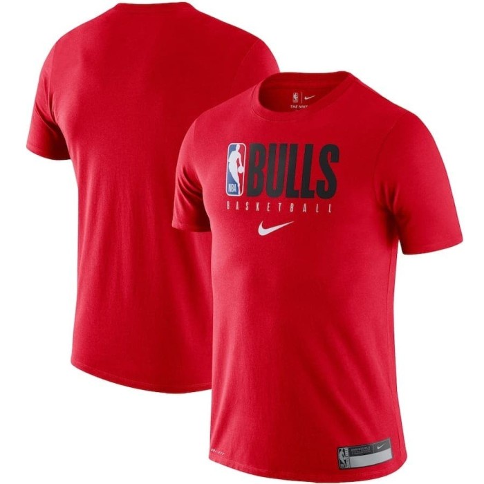 Bask Kaos Baju Tshirt Baju Basket Nba Nike Practice Chicago Bulls Merah