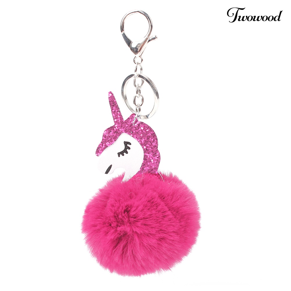 Twowood Gantungan Kunci Cincin Tas Hairball Keyring Unicorn Horse Charm Liontin Keychain Hadiah