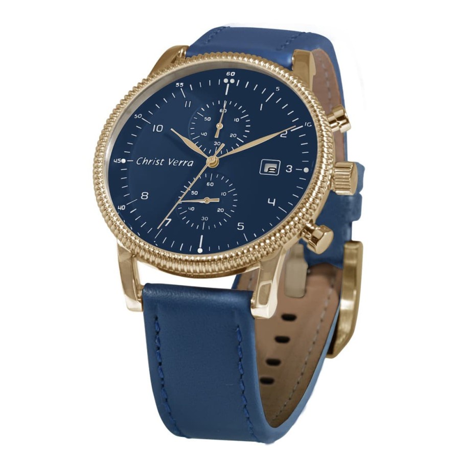 Jam Tangan Pria Tali Kulit Christ Verra CV 75036G-25 BLU