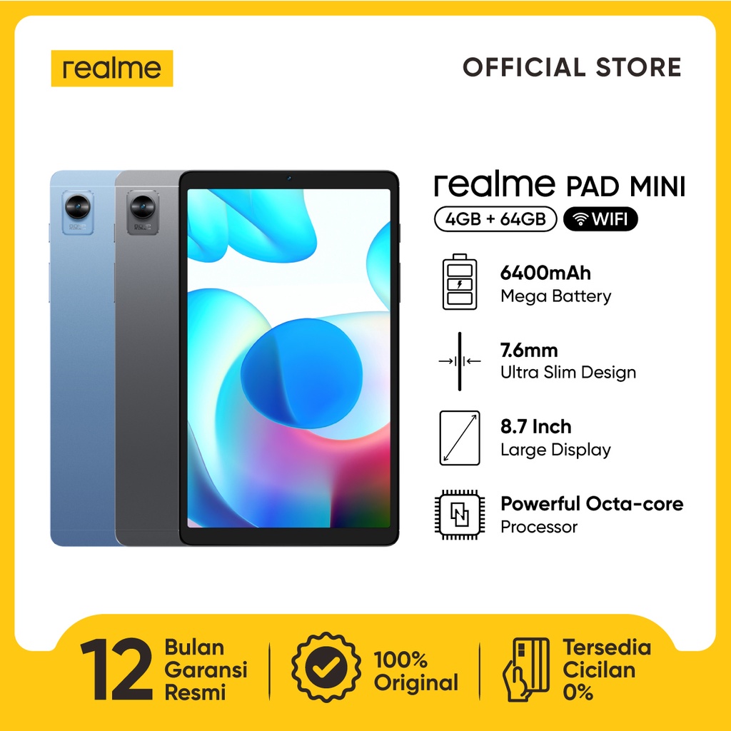 Jual realme Pad Mini WiFi 4+64GB ( 7.6mm Ultra-Slim Design | 6400mAh ...