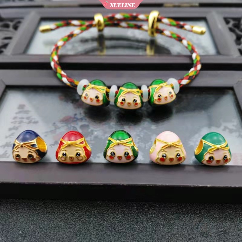 Festival Perahu Naga Kecil zongzi Liontin Tali Tangan Buatan Tangan Hijau smiley face seven colorful rope baby braided bracelet [ZXL]