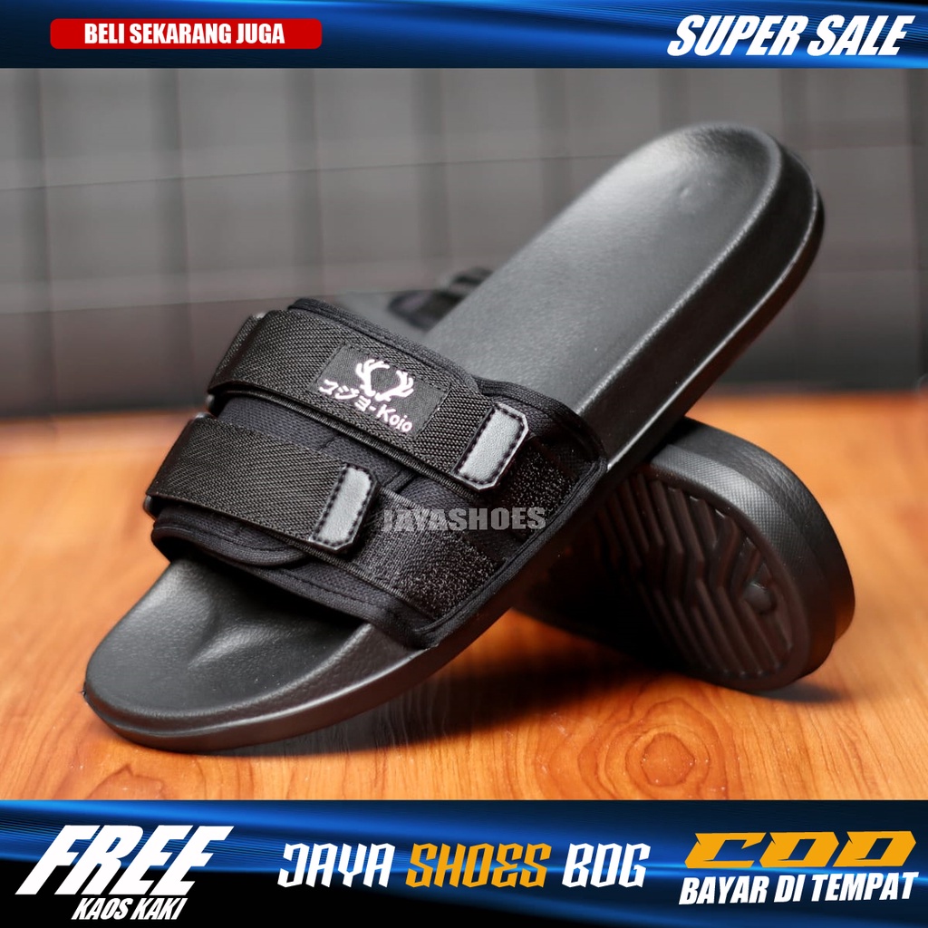 NANDE Sendal Slide Pria Hitam Sandal Slop Cowok Original Fashio Simple Murah Anti Slip