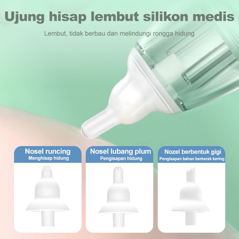 AmazeFan alat penyedot ingus bayi elektrik 3 tingkat daya isap＆Mendukung pemutaran musik dan memiliki fungsi obor sedot ingus bayi Nirkabel nasal aspirator baby 3 kepala pengganti Cocok untuk usia 0-12 tahun Tingkat kebisingan rendah Aspirator Hidung Bayi