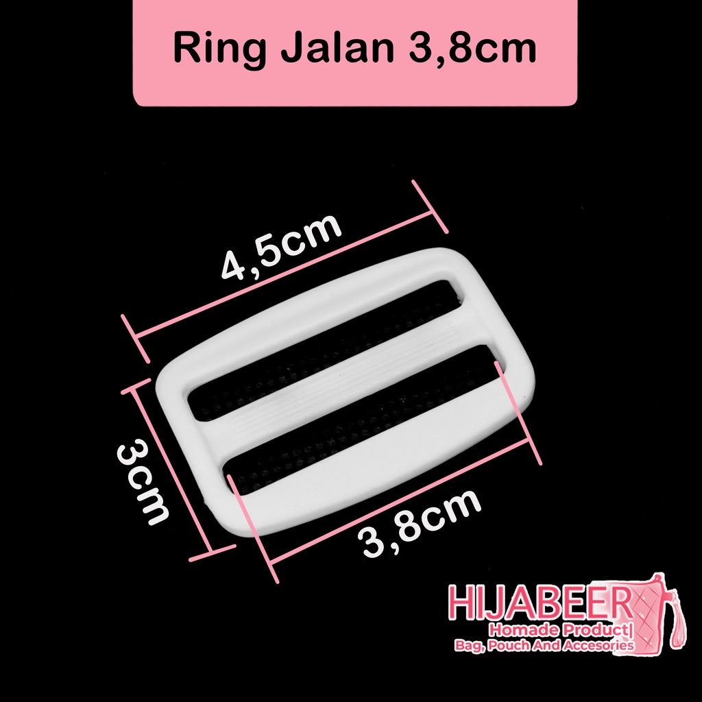 Ring Jalan Plastilk Putih - Ring Tas 3,8 cm aksesoris / 10 pcs