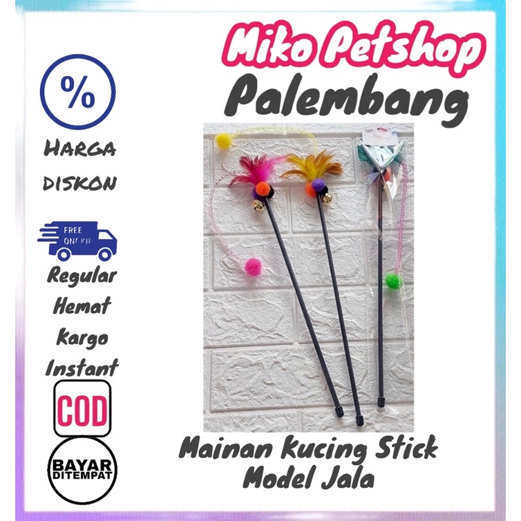 Mainan Kucing Stick Bulu Lonceng Model Jalah