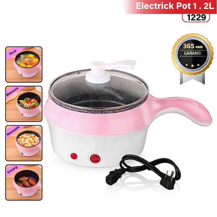 LUCKYSTORY (BISA COD) POT Listrik Panci Listrik Serbaguna 1.2L - Panci MultiFungsi - Panci Rebus Tumis Penggorengan Anti Lengket - Kompor listrik mini - Panci Mini