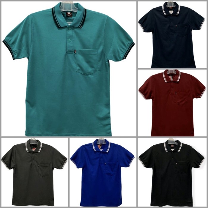 Harga Murah Kaos Polo Shirt Kerah List Depan Saku Pria Dewasa Oversize