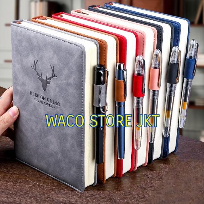 

Buku Catatan Kerja Kantor Bisnis Cover Kulit Agenda Notes Binder Tebal