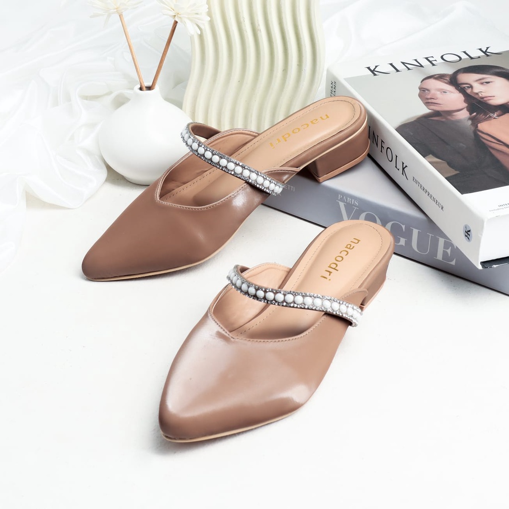 nacodri DEHBI Slip on mules wanita heels 3cm