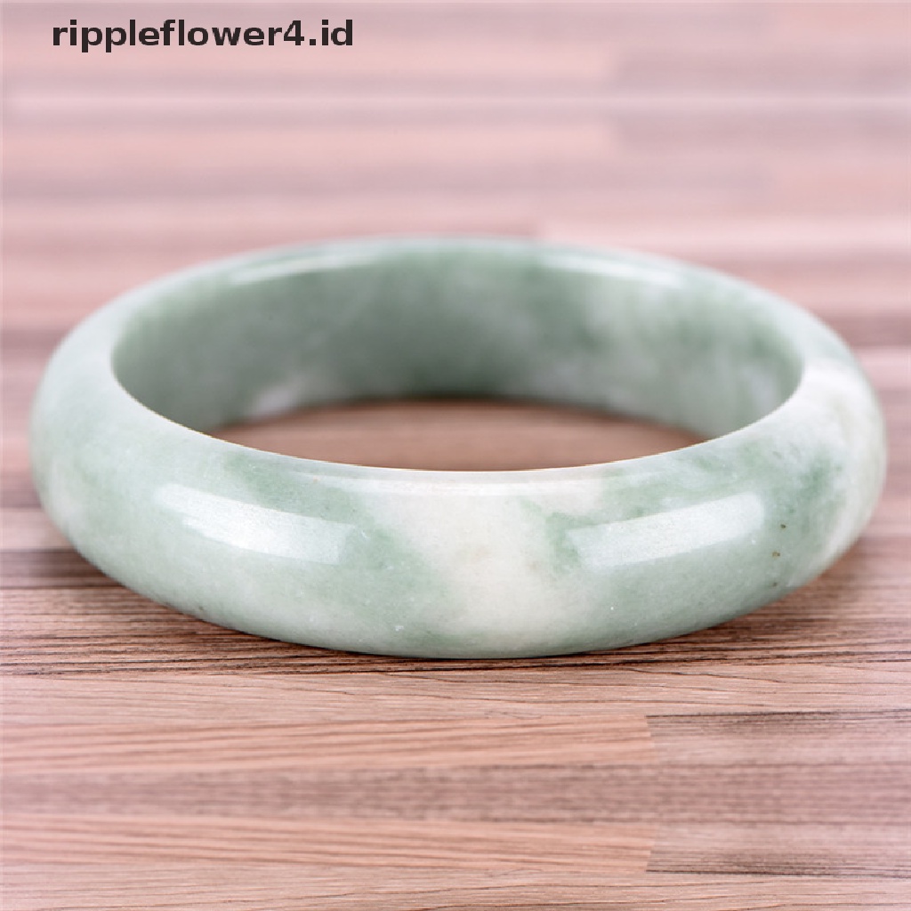 {rippleflower4.id} Gelang Bangle Permata Giok Hijau Alami Elegan Asli Handmade Perhiasan Fashion~