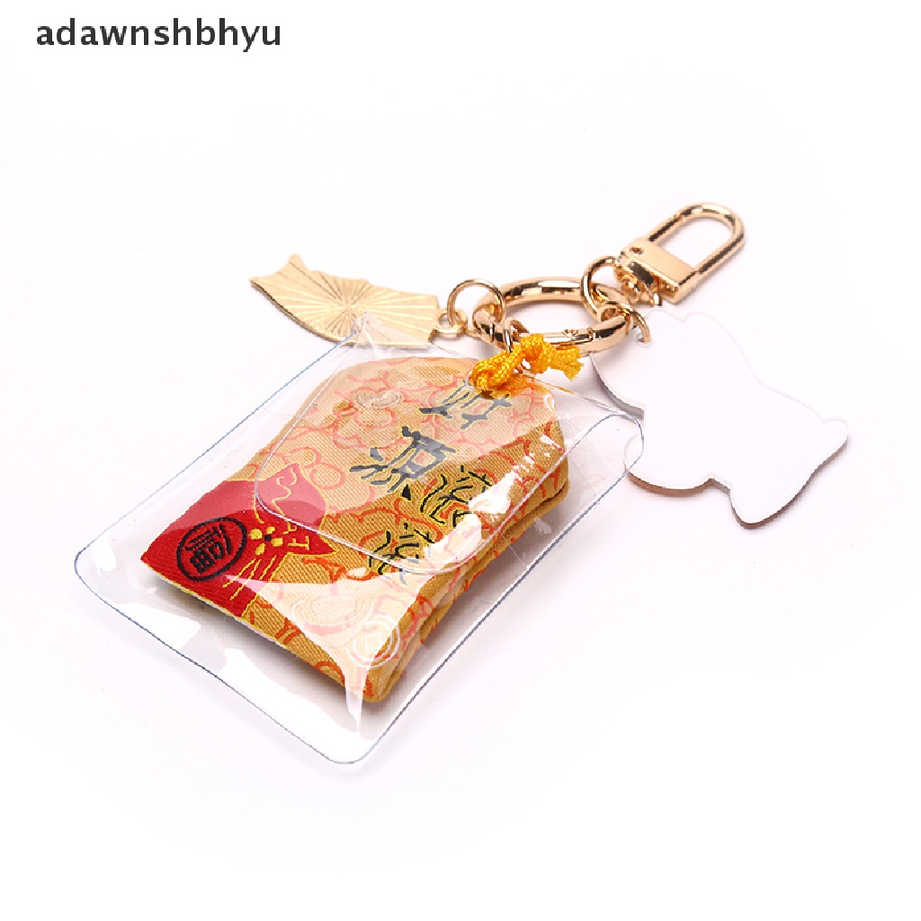 Adawnshbhyu 1X Omamori Maneki Neko Penghilang Kemalangan Lucky Key Holder Gantungan Kunci Gantungan Kunci Hadiah ID