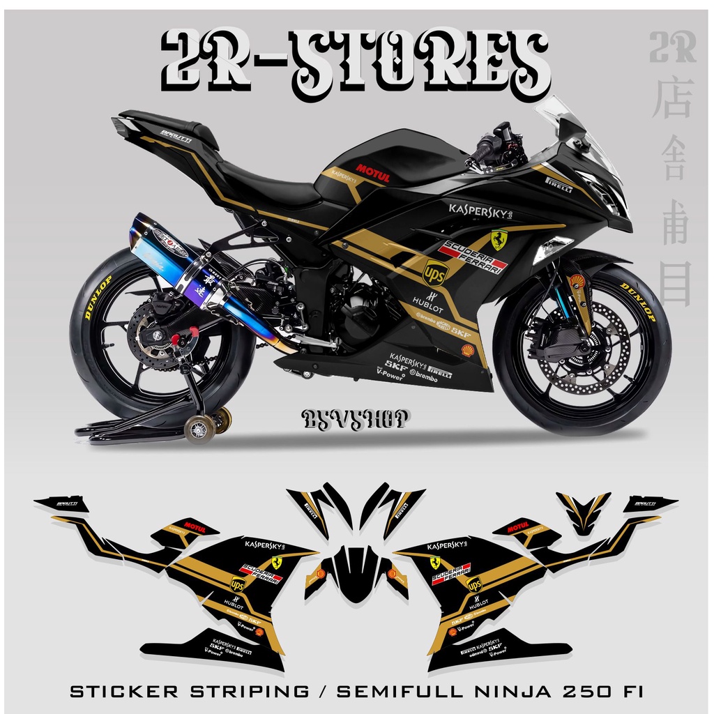 striping kawasaki ninja 250 fi old semi full / stiker ninja 250 fi / variasi grafis ferrari / stiker