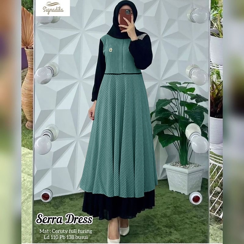 Serra Dress Ld110 - Gamis Ceruty Full Furing Babydoll Premium / Bonita Maxy Benita maxy 516-7099