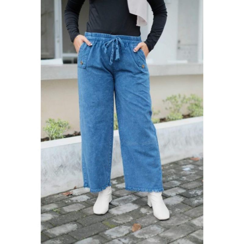 FADHILLA KULOT JEANS WASH - KULOT JEANS JUMBO