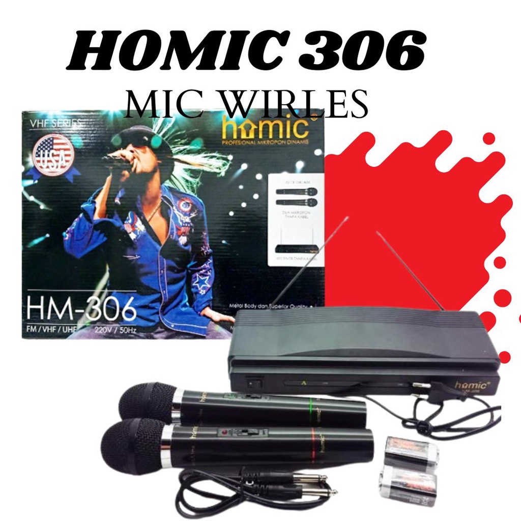 Homic Microphone HM 306 - Mic Double Wireless HM-306