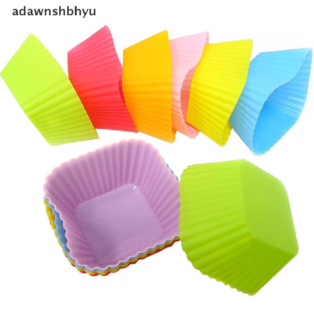 Adawnshbhyu 1 /6PCS Cetakan Silikon Cupcake Bentuk Persegi Muffin Dapur Baking Pastry Tools ID