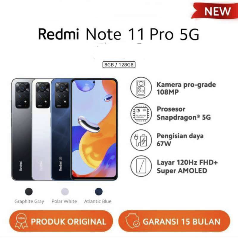 Xiaomi Redmi Note 11 Pro 5G [8GB/128GB] Snapdragon 695 - Garansi Resmi