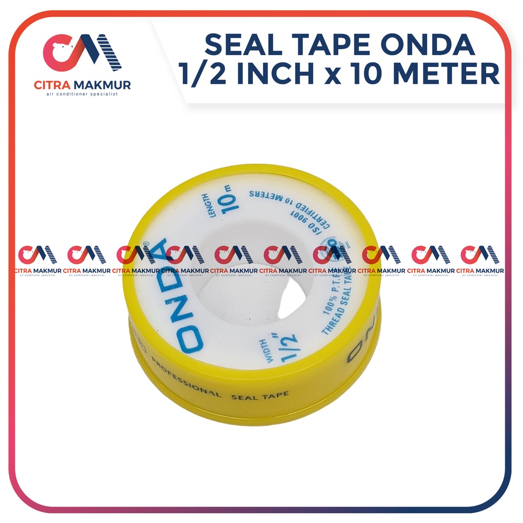 Sealtape Onda 10 meter 1/2 inci Seal Tape Pipa Isolasi Air PVC Besi Ulir Drat Kran Keran