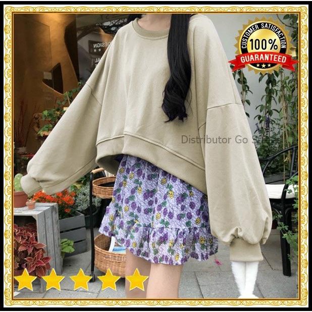 Sweater Wanita Crop Basic Polos Oversize / Sweater Oversize