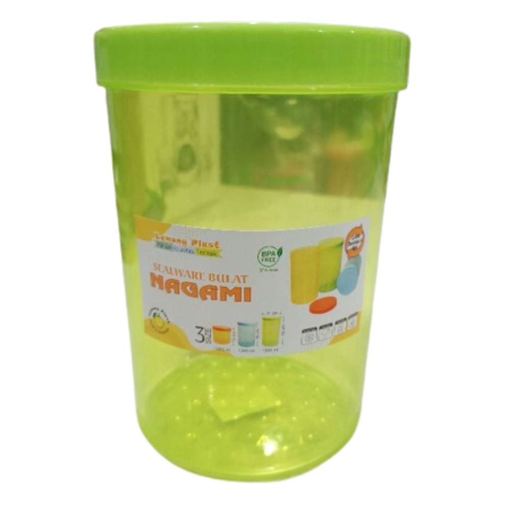 Toples Jajan Ukuran L Nagami 6508 Toples Nagami 1500 ml / Sealware Plastik Bulat Warna