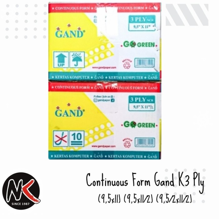 

KERTAS KOMPUTER KECIL K3 / CONTINUOUS FORM GAND 3 PLY NCR ( 9,5*11 )