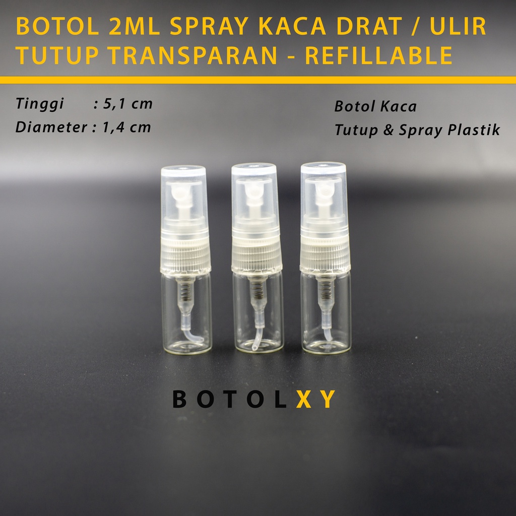 Botol Spray Kaca 2ml Refill Parfum Vial Travel Decant TUTUP BENING