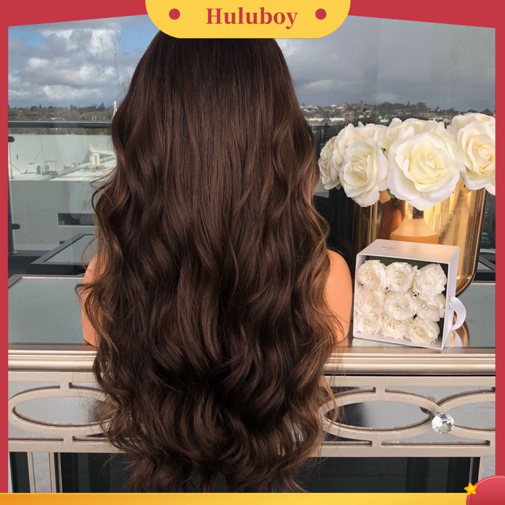 Wig Rambut Wanita Model Keriting Gelombang Warna Coklat Mawar Untuk Pesta