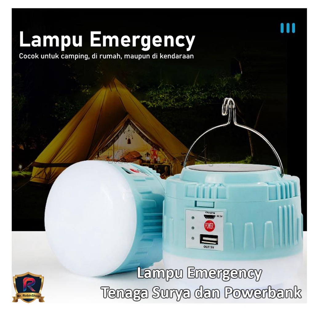 Lampu bulb emergency LED tenaga surya bisa powerbank bisa di charge, camping, dirumah dan di mobil