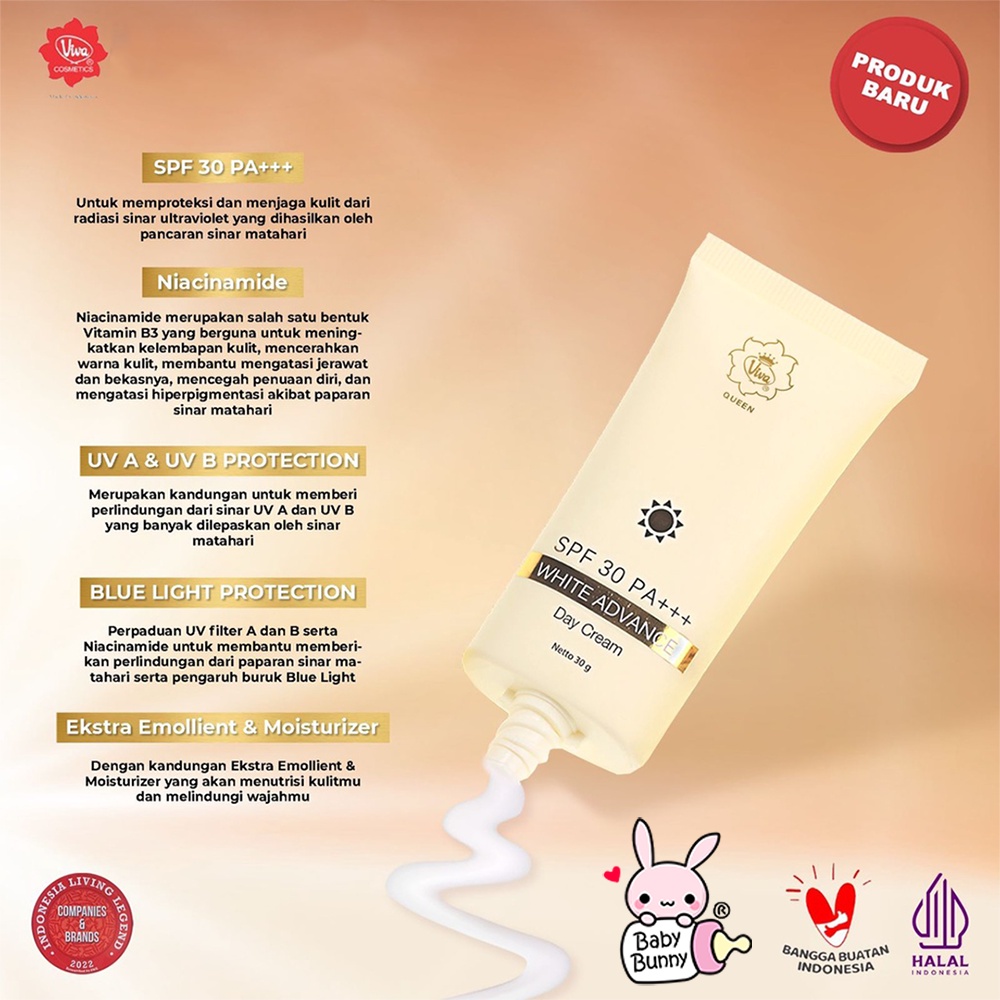 ❤ BELIA ❤ VIVA QUEEN Multiactive White Advance Day Cream SPF 30 PA+++ 30g | Krim Siang Vit C (✔BPOM)