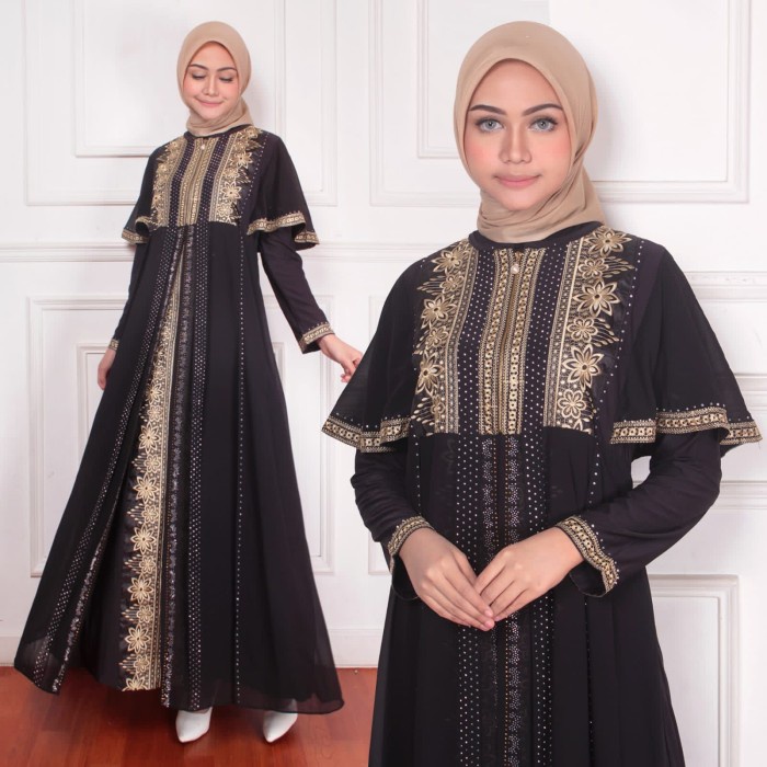 Abaya Gamis Abaya Dewasa / Gamis Abaya Turkey model Melin Busui Terbaru - Hitam, M(N7S8) Abaya arab 