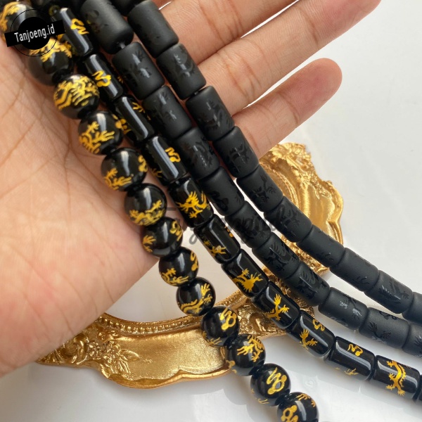 Manik Batu Tibet Motif Naga Bahan Craft Kerajinan Gelang Atau Kalung