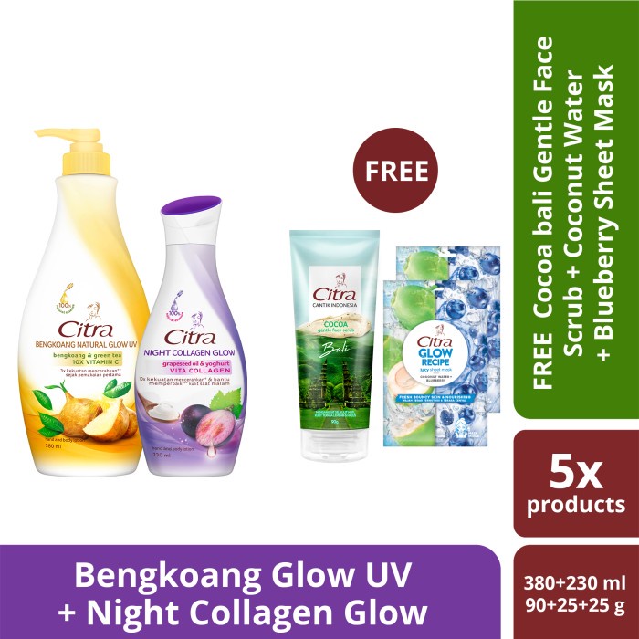 CITRA BENGKOANG & NIGHT COLLAGEN LOTION - FREE FACE SCRUB + SHEET MASK