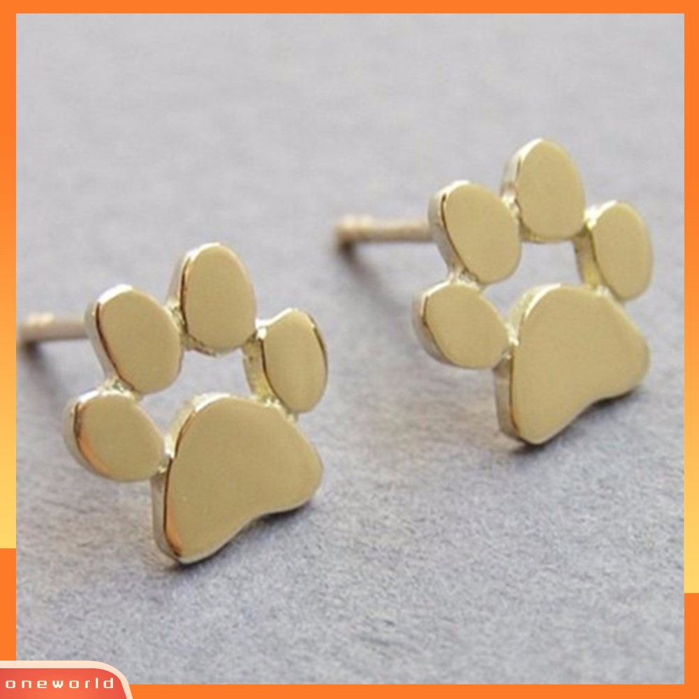 [WONE] Wanita Fashion Anjing Kucing Palm Paw Ear Stud Earrings Pesta Perhiasan Aksesoris Hadiah