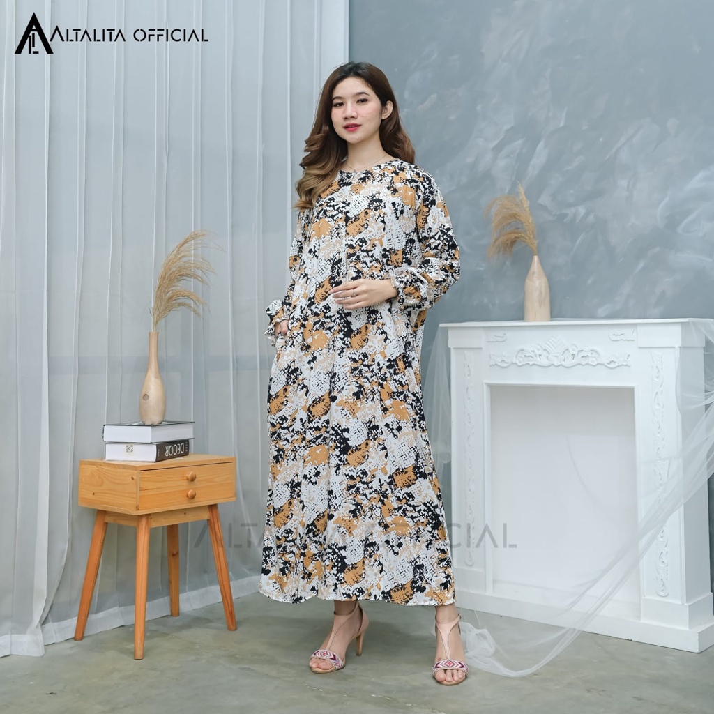 Altalita - Daster Panjang Jumbo Lengan Tangan Panjang Semata Kaki Busui Motif Terbaru Bahan Katun Rayon Premium