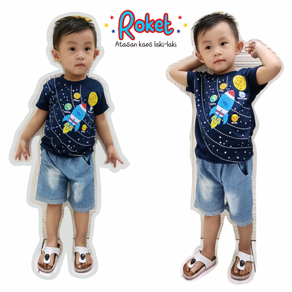 Atasan Kaos Anal Laki-Laki Roket CF Kids