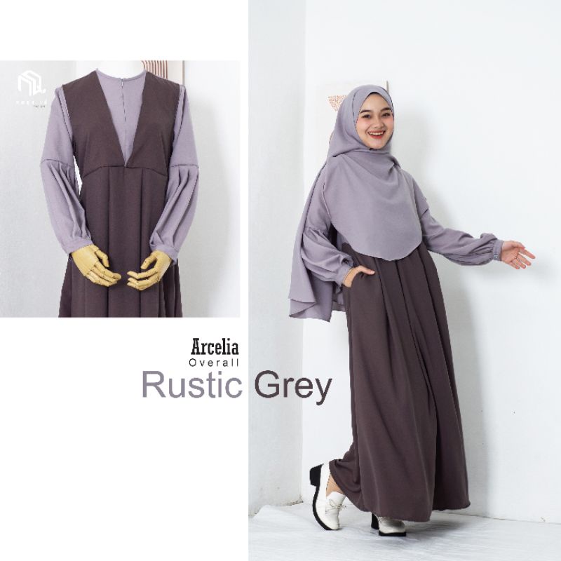 FREE KAOS KAKI PREMIUM READY ARCELIA DRESS OVERALL NAQA.ID - DRESS GAMIS MURAH SYARI NAQA OFFICIAL
