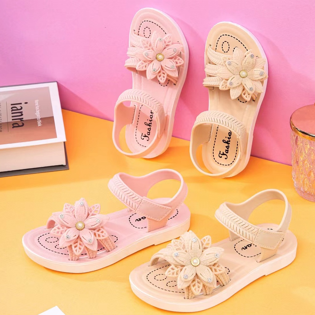 PROMO 12.12 PUNCAK Okaybaby B249 Sandal Import Flat Flower Anak Perempuan Lucu Lembut Fashion Termurah Model Kekinian Casual