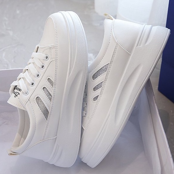 Sepatu Putih Wanita Kasual Sneaker Perempuan Santai Blink Pink Sneakers Shoes Cewek Blink Silver Trendy SP-225