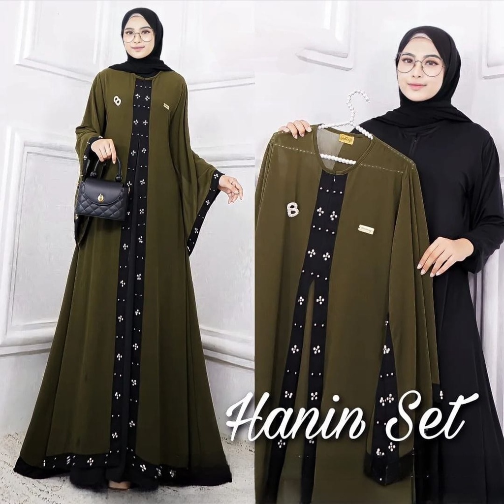 dress turki terbaru 2022 mewah / abaya ceruty terbaru 2022 / Hanin set Gamis Abaya Terbaru 2022 / Ab