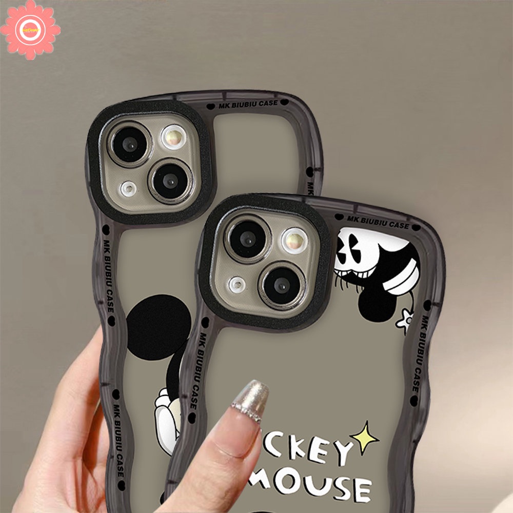 Realme C53 C55 10 C35 C33 C11 C25s C20 C17 C25Y C21Y C12 C15 8 8Pro C30 C25 C20A 9 9Pro+9i 8i C3 7i 5i 6i 5 7 Disney Mickey Mouse Lucu Kartun Couple Lembut Wavy Edge Case