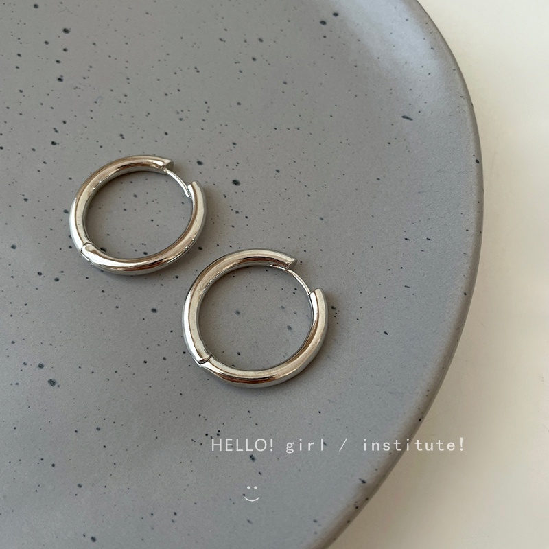 Anting Perak Korea Untuk Wanita Hypoallergenic Hoop Earring Perhiasan Y2K Aksesoris